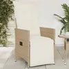 Image de vidaXL Chaise inclinable de jardin avec coussins beige résine tressée365662