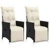 Image de vidaXL Chaises inclinables de jardin lot de 2 et coussins noir rotin365666