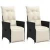 Image de vidaXL Vidaxl Chaises Inclinables De Jardin Lot De 2 Et Coussins Noir Rotin