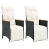 Image de vidaXL Chaises inclinables de jardin lot de 2 et coussins noir rotin