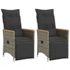 Image de vidaXL Chaises inclinables de jardin lot de 2 et coussins gris rotin365672