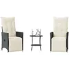 Image de Vidaxl Ensemble De Bistro 3 Pcs Avec Coussins Noir RÃ©sine TressÃ©e