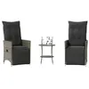 Image de vidaXL Ensemble de bistro 3 pcs avec coussins gris résine tressée