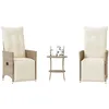 Image de vidaXL Vidaxl Ensemble De Bistro 3 Pcs Avec Coussins Beige Résine Tressée