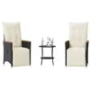 Image de vidaXL Ensemble de bistro 3 pcs avec coussins noir résine tressée