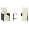 Image de Vidaxl Ensemble De Bistro 3 Pcs Avec Coussins Noir RÃ©sine TressÃ©e