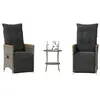 Image de vidaXL Ensemble de bistro 3 pcs avec coussins gris résine tressée