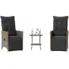 Image de Vidaxl Ensemble De Bistro 3 Pcs Avec Coussins Gris RÃ©sine TressÃ©e