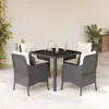 Image de vidaXL Ensemble à manger de jardin coussins 5pcs Noir Résine tressée