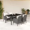 Image de vidaXL Ensemble à manger de jardin coussins 5pcs Noir Résine tressée