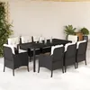 Image de vidaXL Ensemble à manger de jardin 9pcs coussins noir résine tressée