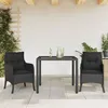 Image de vidaXL Ensemble à manger de jardin avec coussins 3 pcs Noir