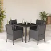Image de vidaXL Ensemble à manger de jardin coussins 5pcs Noir Résine tressée