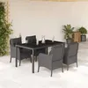 Image de vidaXL Ensemble à manger de jardin coussins 5pcs Noir Résine tressée