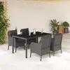 Image de Vidaxl Ensemble Ã Manger De Jardin Coussins 5pcs Noir RÃ©sine TressÃ©e