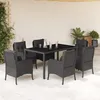 Image de Vidaxl Ensemble Ã Manger De Jardin Coussins 7pcs Noir RÃ©sine TressÃ©e