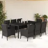 Image de vidaXL Ensemble à manger de jardin 9pcs coussins noir résine tressée