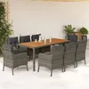 Image de vidaXL Ensemble à manger de jardin 9 pcs coussins gris résine tressée