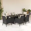 Image de vidaXL Ensemble à manger de jardin coussins 7pcs Noir Résine tressée