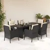 Image de Vidaxl Ensemble Ã Manger De Jardin Coussins 7pcs Noir RÃ©sine TressÃ©e