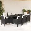 Image de vidaXL Ensemble à manger de jardin 9pcs coussins noir résine tressée