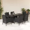 Image de vidaXL Ensemble à manger de jardin coussins 7pcs Noir Résine tressée