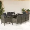 Image de vidaXL Ensemble à manger de jardin 9 pcs coussins gris résine tressée