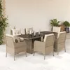 Image de vidaXL Ensemble à manger de jardin et coussins 7 pcs beige poly rotin