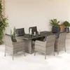Image de vidaXL Ensemble à manger de jardin et coussins 7 pcs gris clair rotin