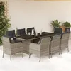 Image de vidaXL Ensemble à manger de jardin et coussins 9 pcs gris clair rotin