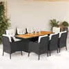 Image de vidaXL Ensemble à manger de jardin 9pcs coussins noir résine tressée