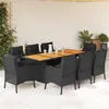 Image de vidaXL Ensemble à manger de jardin 9pcs coussins noir résine tressée
