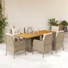 Image de vidaXL Ensemble à manger de jardin et coussins 7 pcs beige poly rotin