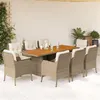 Image de vidaXL Ensemble à manger de jardin et coussins 9 pcs beige Poly rotin