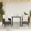 Image de vidaXL Ensemble à manger de jardin avec coussins 3 pcs Noir