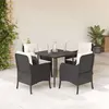 Image de vidaXL Ensemble à manger de jardin coussins 5pcs Noir Résine tressée3211907