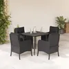 Image de vidaXL Ensemble à manger de jardin coussins 5pcs Noir Résine tressée
