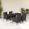 Image de Vidaxl Ensemble Ã Manger De Jardin Coussins 5pcs Noir RÃ©sine TressÃ©e