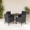 Image de Vidaxl Ensemble Ã Manger De Jardin Coussins 5pcs Noir RÃ©sine TressÃ©e