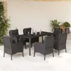 Image de vidaXL Ensemble à manger de jardin coussins 7pcs Noir Résine tressée