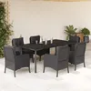 Image de Vidaxl Ensemble Ã Manger De Jardin Coussins 7pcs Noir RÃ©sine TressÃ©e