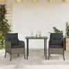 Image de vidaXL Ensemble à manger de jardin 3 pcs coussins gris résine tressée