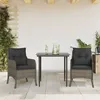 Image de Vidaxl Ensemble Ã Manger De Jardin 3 Pcs Coussins Gris RÃ©sine TressÃ©e