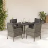 Image de vidaXL Ensemble à manger de jardin 5 pcs coussins gris résine tressée