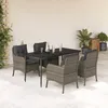 Image de Vidaxl Ensemble Ã Manger De Jardin 5 Pcs Coussins Gris RÃ©sine TressÃ©e