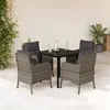 Image de vidaXL Ensemble à manger de jardin 5 pcs coussins gris résine tressée