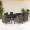 Image de vidaXL Ensemble à manger de jardin et coussins 7 pcs gris rotin