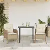 Image de vidaXL Ensemble à manger de jardin et coussins 3 pcs Beige poly rotin
