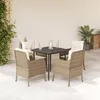 Image de Vidaxl Ensemble Ã Manger De Jardin Avec Coussins 5pcs Beige Poly Rotin