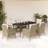 Image de Vidaxl Ensemble Ã Manger De Jardin Et Coussins 7 Pcs Beige Poly Rotin